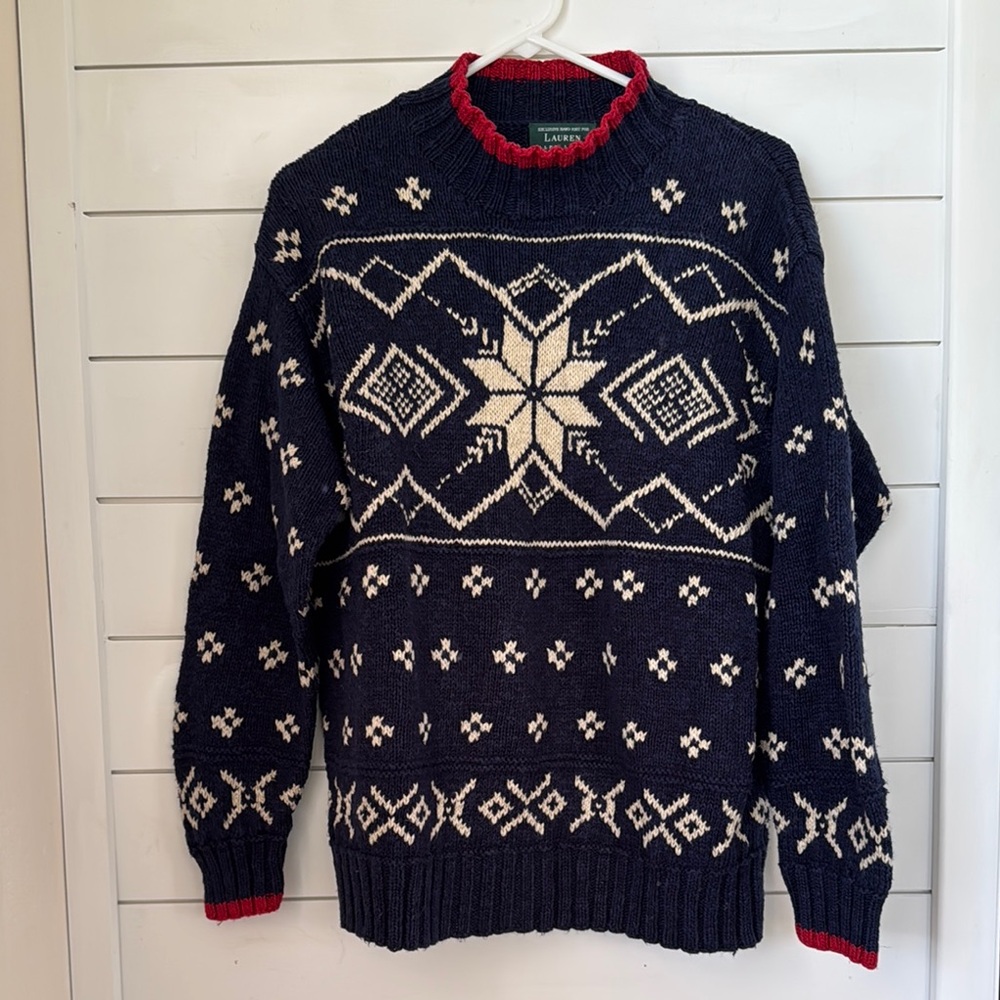 Vintage Ralph Lauren Unisex Pullover Snow Flake Sweater